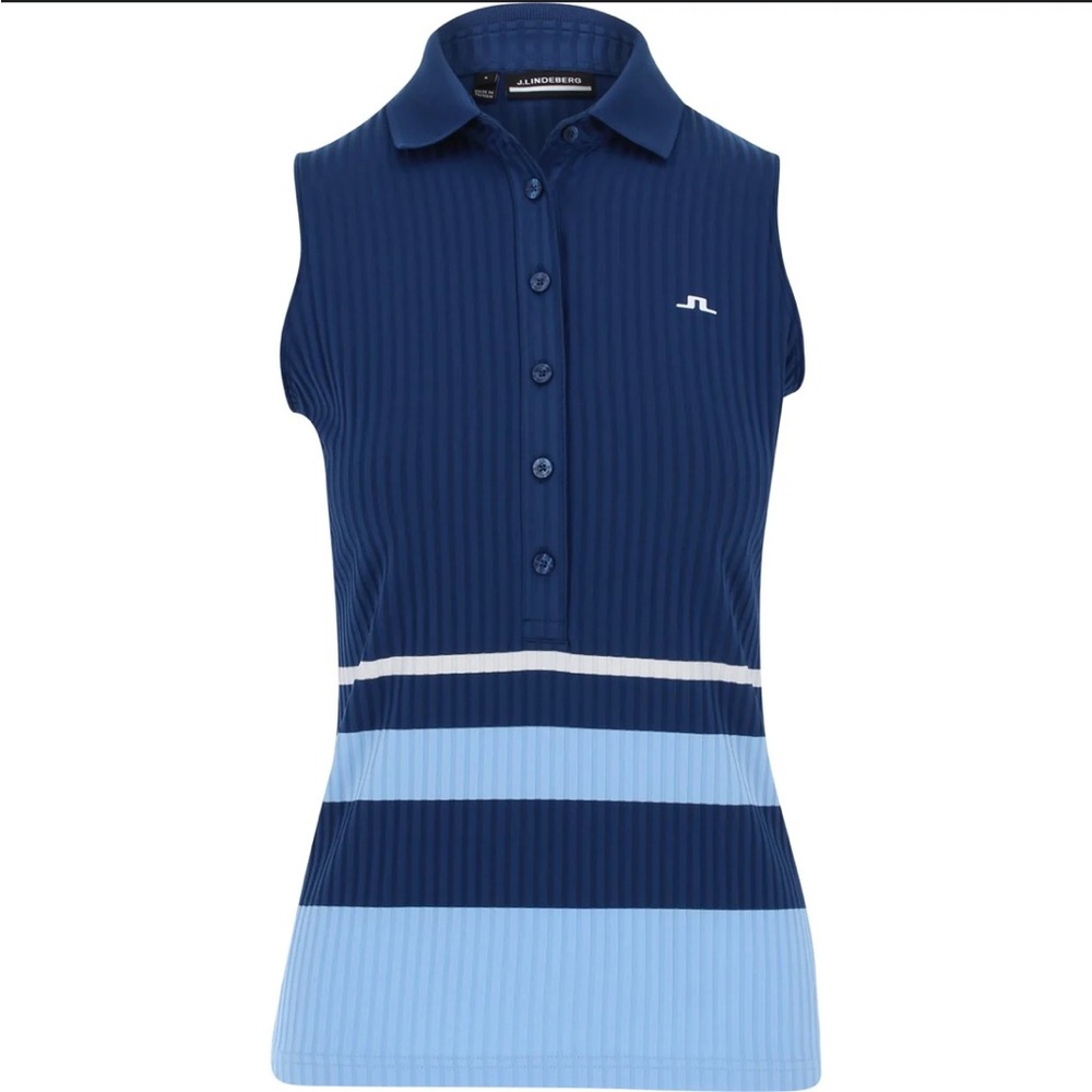 J. Lindeberg Tess Sleeveless Midnight Blue Sz Large Polo Shirt NWT